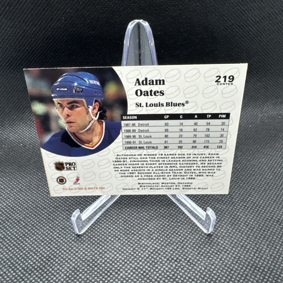 1991-92 Pro Set Midwest Collectors Show Adam Oates #219 Salón de la fama raro Foto 2 de 4