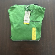 John Deere Men's Quarter Zip Hoodie Heavyweight Cotton Pullover Small NWT Green