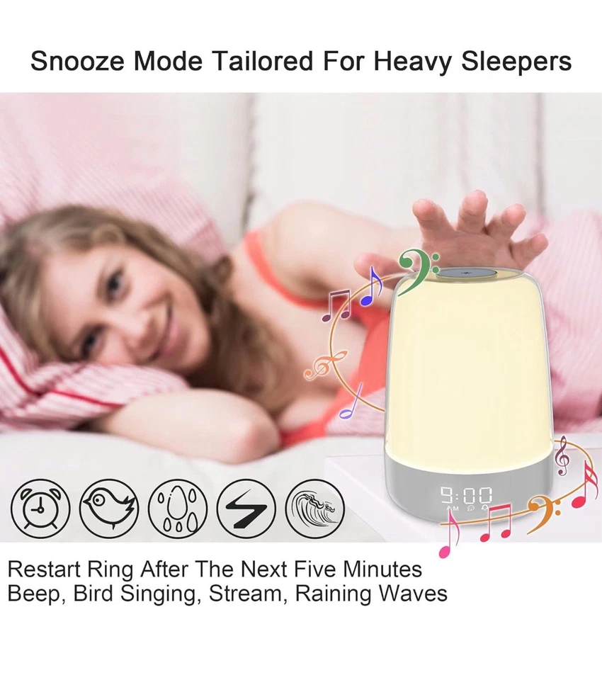 Touch Wake-up Night Light with Sunrise Analog Alarm Clock, 3 Dimmable - Image 3 of 4
