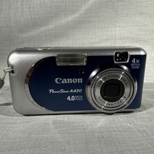 Canon PowerShot A430 PC1186 44MP 4x Zoom Silver/Blue Compact Digital Camera