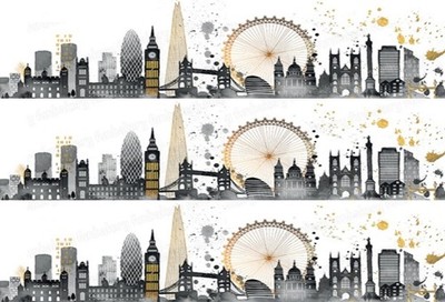 London UK Skyline Cake Topper Bordüre Streifen Verpackung Party Deko essbar Geburtstag