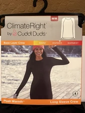 CLIMATERIGHT BY CUDDL DUDS LONG SLEEVE CREW, BASE LAYER, SIZE MEDIUM