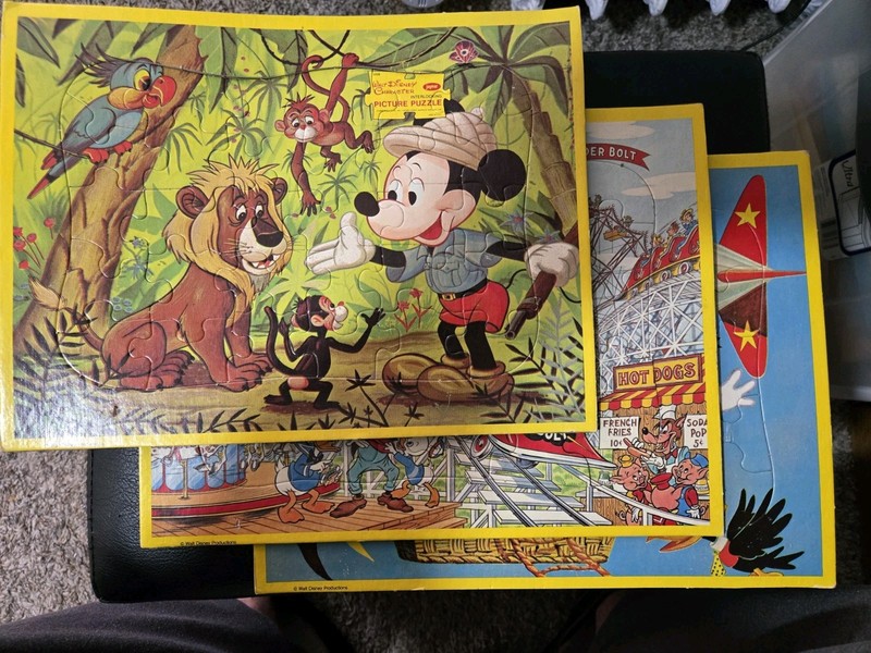 3 Vtg Walt Disney Character Jaymar Picture Puzzles 3329 Mickey Donald  1970s