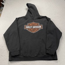 Harley Davidson Hoodie Mens Large Black Windy City Chicago Biker Sweatshirt Logo