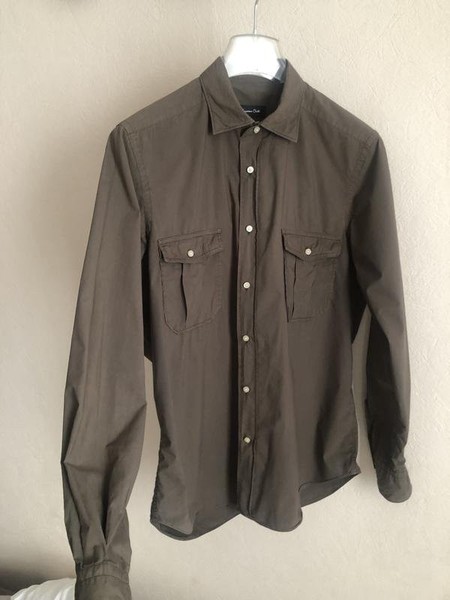 Men Massimo Dutti Shirt Khaki Cotton 38 / M / 46