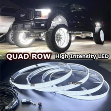 JHB 4x 17.5"QUAD ROW Strobes RURE WHITE High Density LED Truck Wheel Ring Lights