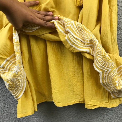 TULAROSA BOHO COTTON DRESS SIZE XSMALL EMBROIDERY AND LINED - Picture 4 of 11