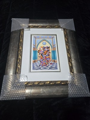 Abstract Figures Interior Architecture Framed Canvas Painting Ornate Gold Frame