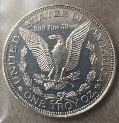 Morgan Dollar .999 Silver. No Date, No Mint Mark.Error On The Neck And Star. - Picture 3 of 7
