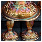 Imperial Glass (IG) Marigold Carnival Candlesticks in Grape n Leaf Discontinued — photo 4