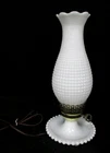 Vtg. Hobnail Milk Glass Chimney Hurricane Lamp / Trinket Dish Base 13.5"Tall