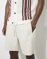 River Island Mens Shorts Cream Pull On Slip Pockets Elastic Drawstring Bottoms