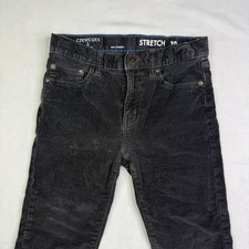 Crewcuts Boys Stretch Corduroy Pants SZ 10 Dark Coal Gray Cotton Elastic Waist