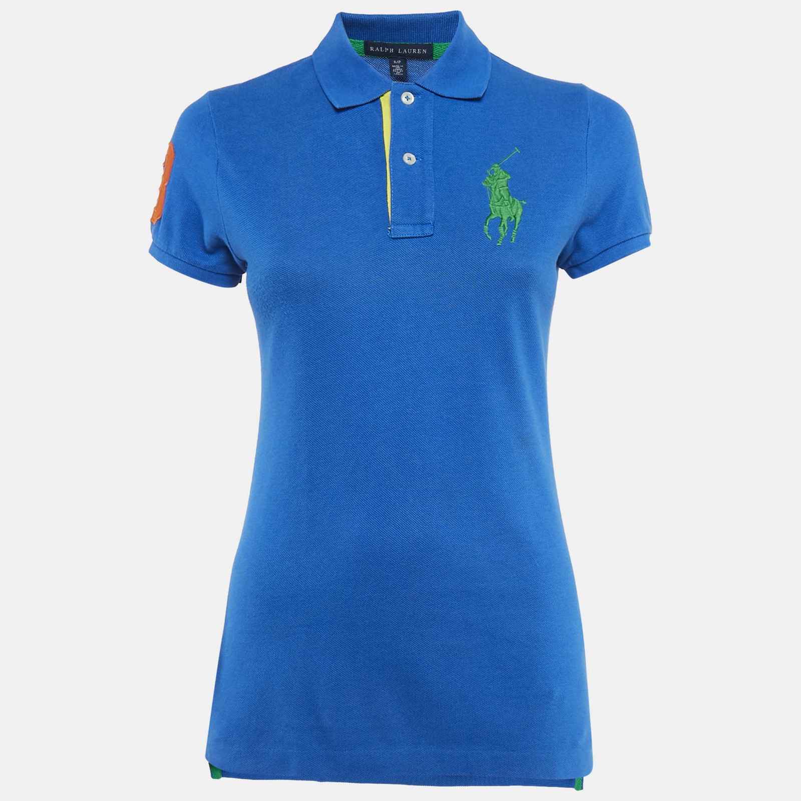 Ralph Lauren Blue Cotton Pique Polo Shirt with Embroidered Logo S