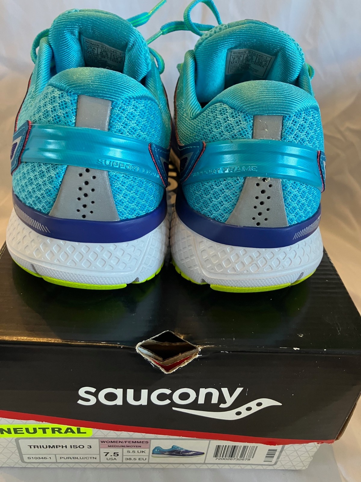 Size 7.5 - Saucony Triumph ISO 3 Women's Purple/Blue/Citron - New With Box NWB thumbnail 4