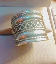 925 Sterling Silver, Solid Silver, Band Ring, Wide Braided Size 4 1/4  607 