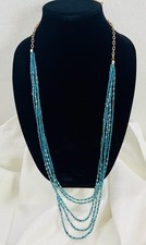 Unbranded Multi-strand Teal Turquoise Boho Style Seed Bead Necklace w Extender