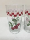 VTG CHERRY & RED WHITE CHECKERED JUICE GLASS 4 1/2"