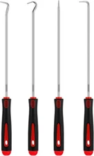 WILLBOND 4 Pcs Pick and Hook Set Precision Automotive 9.45 Inches, Red 