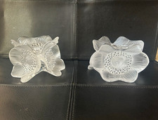 Lalique France crystal candle holders - pair.