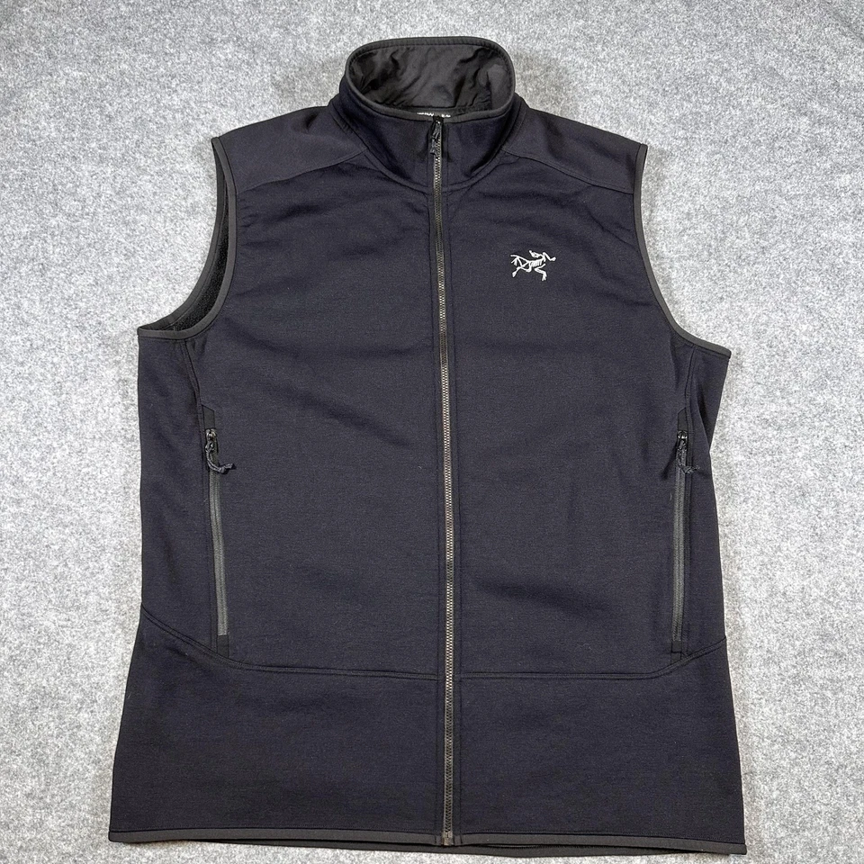 Arc'teryx Fleece Vest Mens XL Black Full Zip Stretch Softshell Zip Pockets Logo - Image 2 of 4