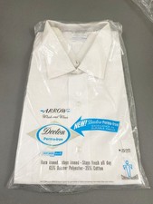 Vintage 1960s Arrow Sanforized White Short Sleeve Shirt Large Size 17 NOS USA