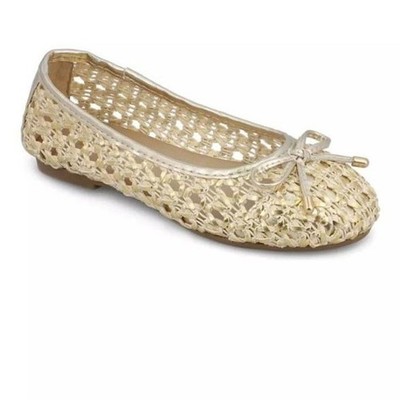 MIA Kids Girl's Myrha Gold Woven Flats- New In Box- Size 5