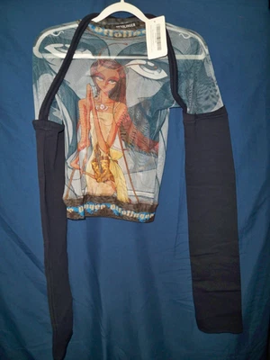 OTTOLINGER Julien Ceccaldi mesh hybrid long sleeve print-blue--size s - Image 1 of 4