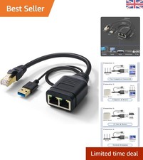Versatile Ethernet Splitter 1 to 2 - Fits Cat5e to Cat8, Dual Female Connectors