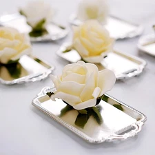 12 SILVER 4" long Metallic Mini Rectangular Trays Favor Holders Party Supplies