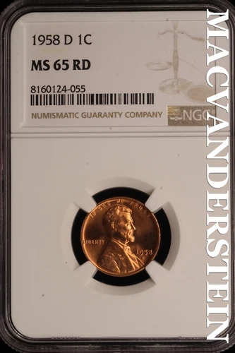 1958-D Lincoln Wheat Cent - NGC MS 65 RD - Brilliant Uncirculated #SLE156