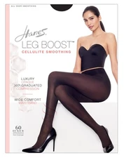 Hanes Smoothing Pantyhose Leg Boost Cellulite Wide Comfort Waist Micro-massaging
