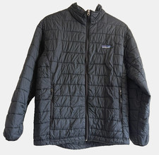 Patagonia Drop Tail Polyester Jacket Kids Sz XL Black Quilted Puffer Full Zip