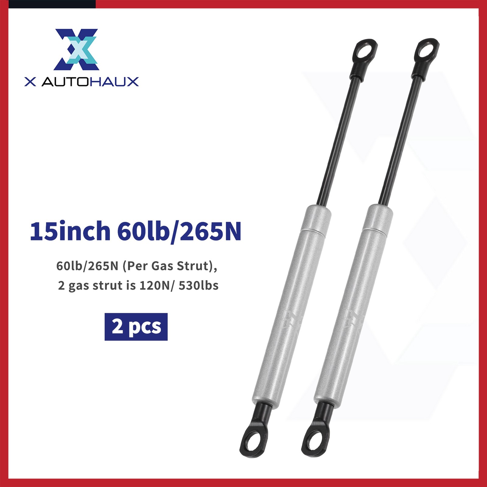 2Pcs 15inch 60Ib/265N Silver Tone Lift Supports Struts Shock Gas Spring for RV