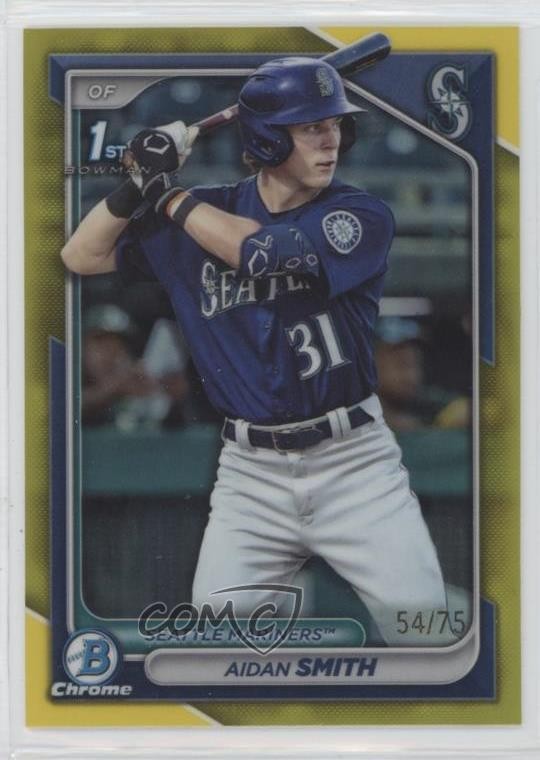 2024 Bowman Chrome Prospects Yellow Refractor 54/75 Aidan Smith #BCP-45 7qt