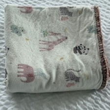 HANDMADE Safari Receiving Blanket Pink Animal Nursery Giraffe Panda 38x39 Soft