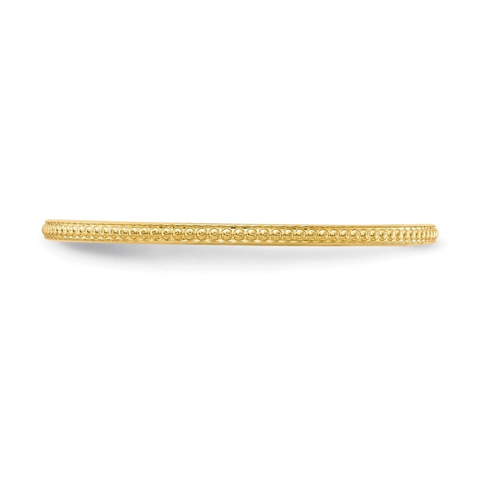 14k Yellow Gold 1.2mm Beaded Stackable Band Ring Size 5.5 - Image 3 of 4