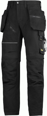 6202 Snickers Black RuffWork, Work Trousers+ Holster Pockets