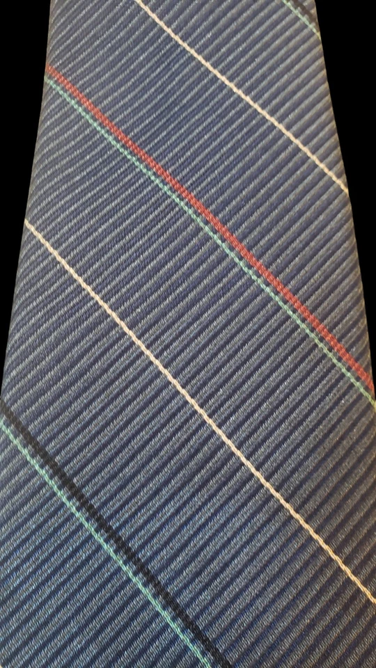 ENRICO GUCCINI MENS NECK TIE  100% ALL SILK PARIS ROME STRIPED BLUE REPP TIE - Image 4 of 4