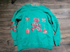 Vintage Womens M Hanes Her Way Christmas Bear Crewneck Sweatshirt Holiday
