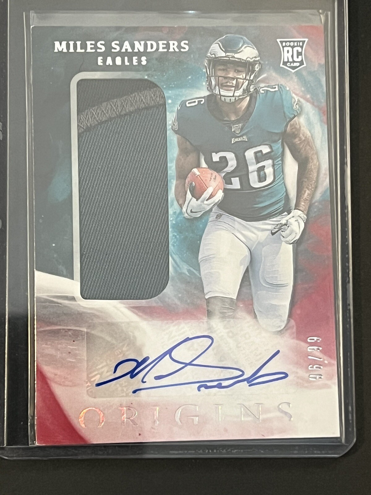 2019 Panini Origins Eagles Miles Sanders RC #125 - SP Red 3 Color Patch Auto /99