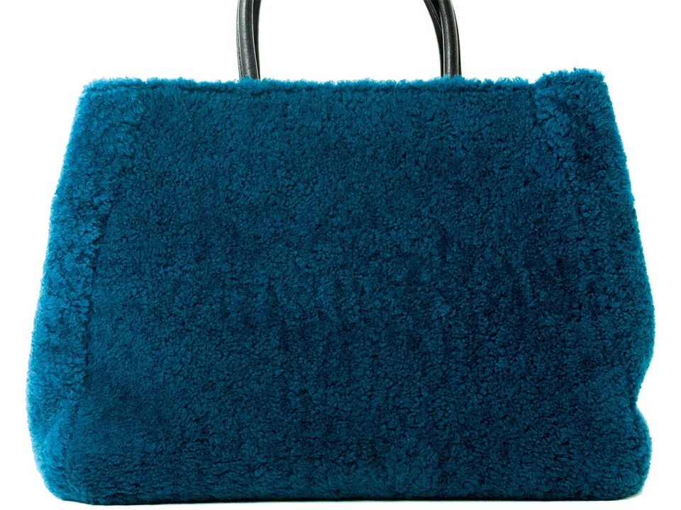 Fendi Handbag Toujours 2 Way Shoulder Bag Blue 8BH250 Women's Wool Medium 2JOURS - Image 3 of 4