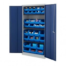 BiGDUG Bisley Cupboards Workplace Double Door Storage with Parts Bins Lockable