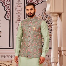 3 Pc Indian Wedding Bollywood Designer Party Wear Kurta Payjama Jacket Set India