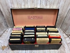 Vintage Lot Of 24 8 Track Tapes In Carry Case, 80s Rock Mainly Untested 