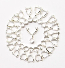 20 Medium Silver Pinch Bails for Pendants and Cabochons New 19x7mm