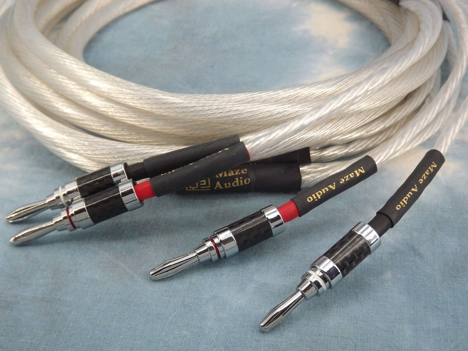 Maze Audio Audiophile 12 GA Speaker Cables Silver Plated Wire Banana