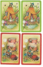 Pixies Frolicking in the Meadow Springtime 4 Vintage Single Swap Playing Cards 