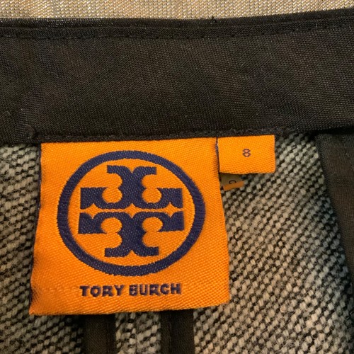 Tory Burch Grey Herringbone Wool Blend High Rise Flare Leg Pants Size 8 Pockets - Picture 8 of 9