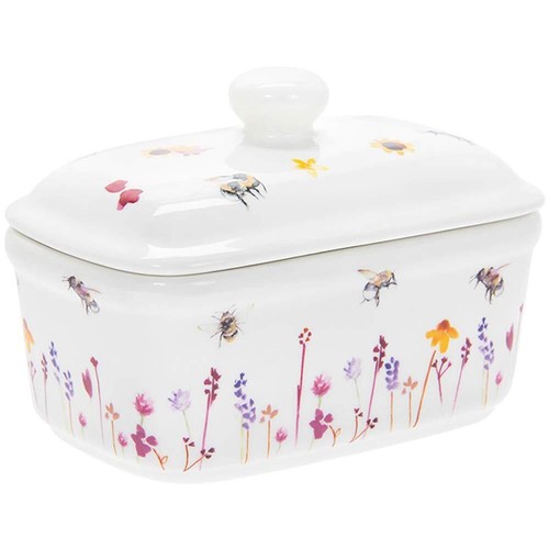 Beurrier En Porcelaine Apilco Motif Canard - Blanc, Forme Rectangulaire - État Occasion